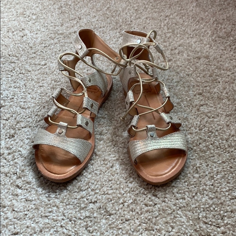 Gold tie up sandal